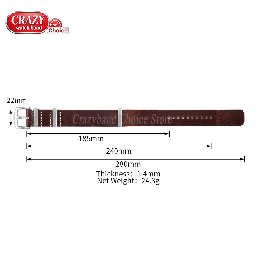 Crazyband Uhrenarmband Leder, Unisex - Bild 3
