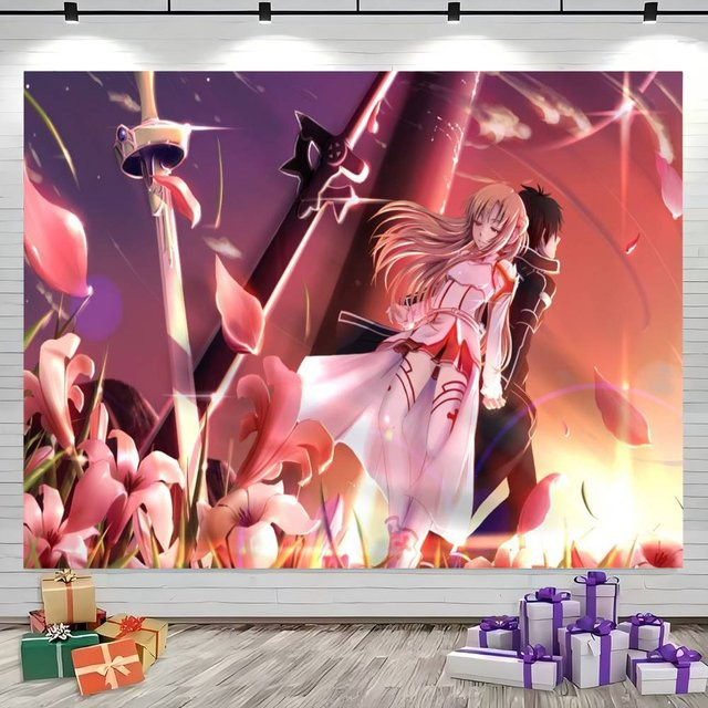 Mesuca Sword Art Online Party Dekoration Banner als Fotografie Hintergrund Poster für Kinder, Mehrfarbig - Bild 1