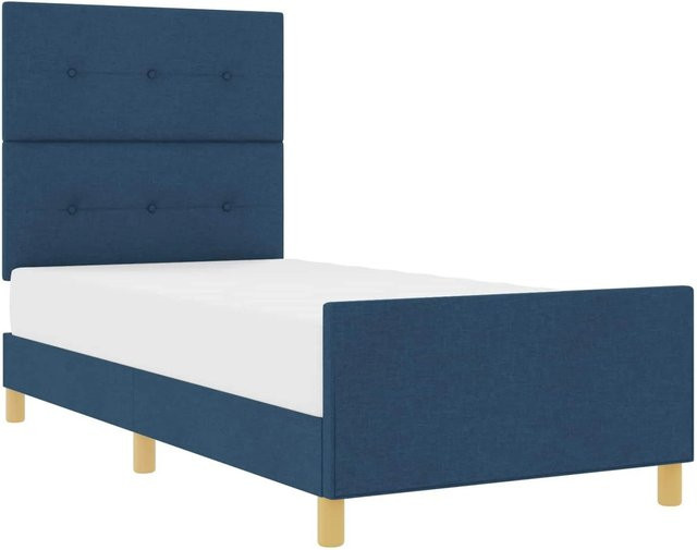 vidaXL Bettgestell mit Kopfteil in Blau, gepolstert, B/T: 100 x 200 cm - Bild 1