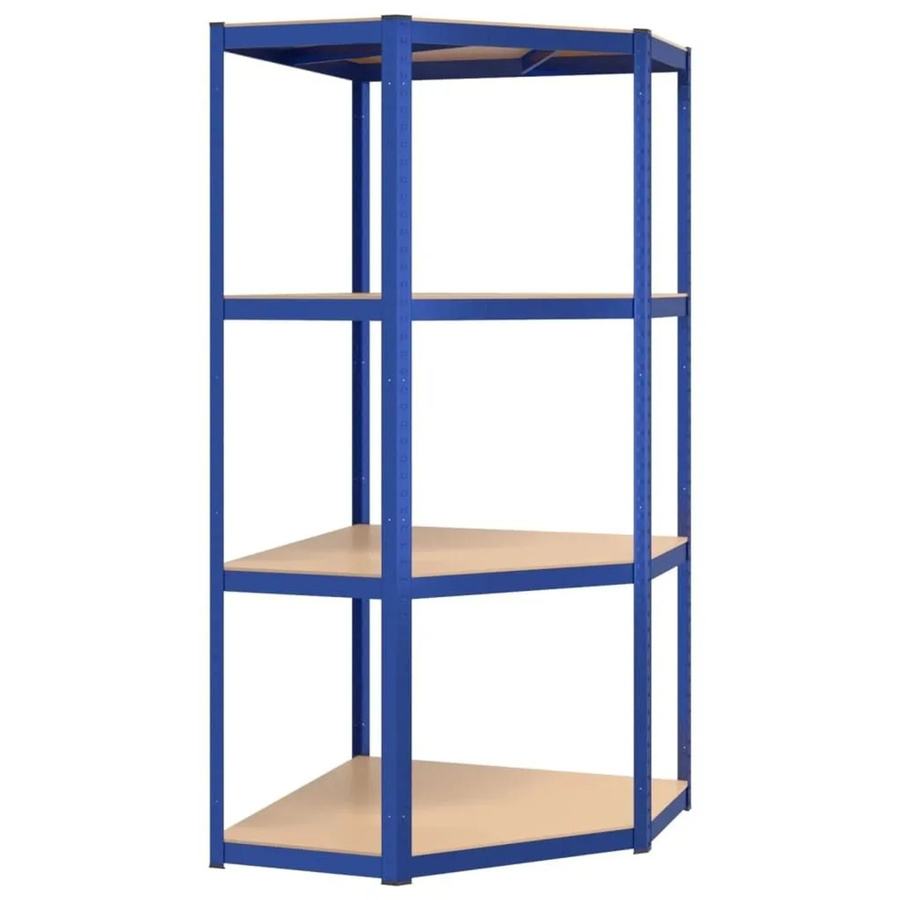 vidaXL Eckregal mit 4 verstellbaren Böden in Blau aus verzinktem Stahl und Holzwerkstoff, H x B x T: 160 x 75 x 75 cm - Bild 2