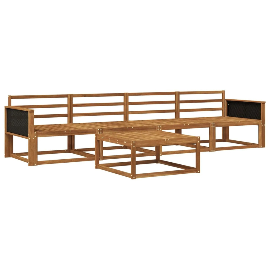 vidaXL Outdoor-Sofagarnitur aus Massivholz Akazie in Braun, 5-teiliges Set mit Tisch und Mittelsofas - Bild 2