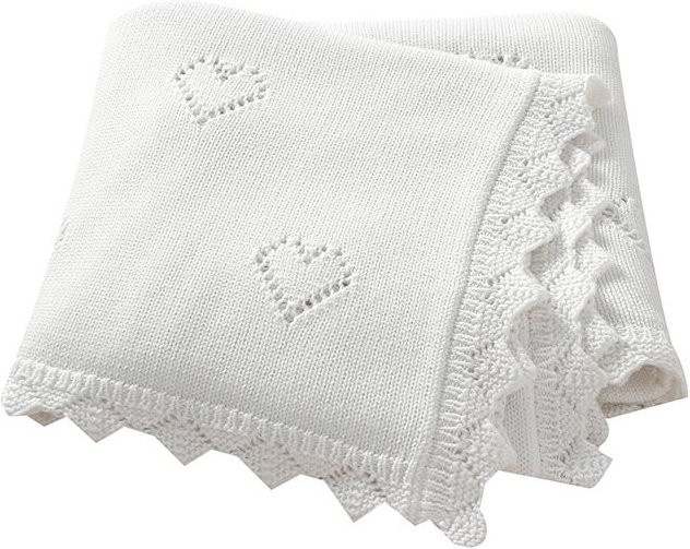 MARKET-1 Babydecke aus weicher Baumwolle, gestrickt, Weiß, B/H: 90 x 70 cm - Bild 1