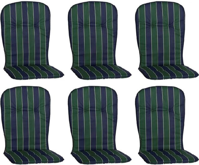 Beo Sitzauflage Hochlehner Mono 6er-Set Grün-Blau gestreift - Bild 1