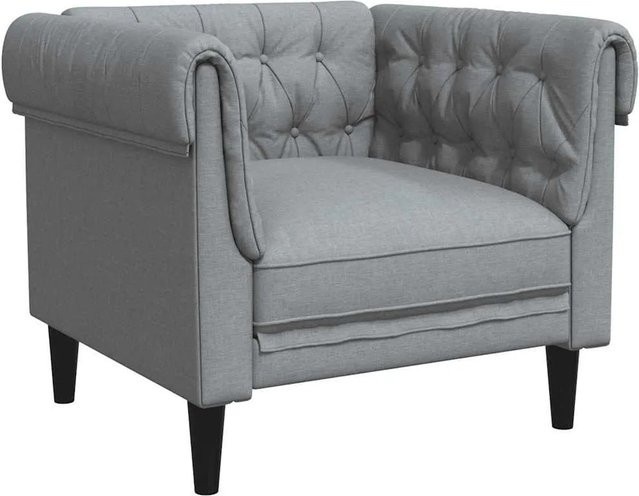 vidaXL Chesterfield-Sessel Hellgrau aus Stoff mit Massivholzrahmen - Bild 1