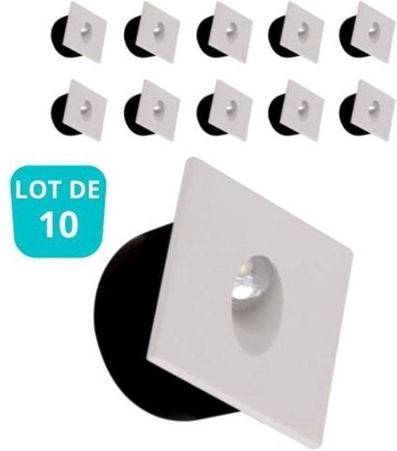 Set mit 10 quadratischen LED-Wandstrahlern in Weiß, 3W, 4000K Cool White, ideal für Treppen und Flure - Bild 1