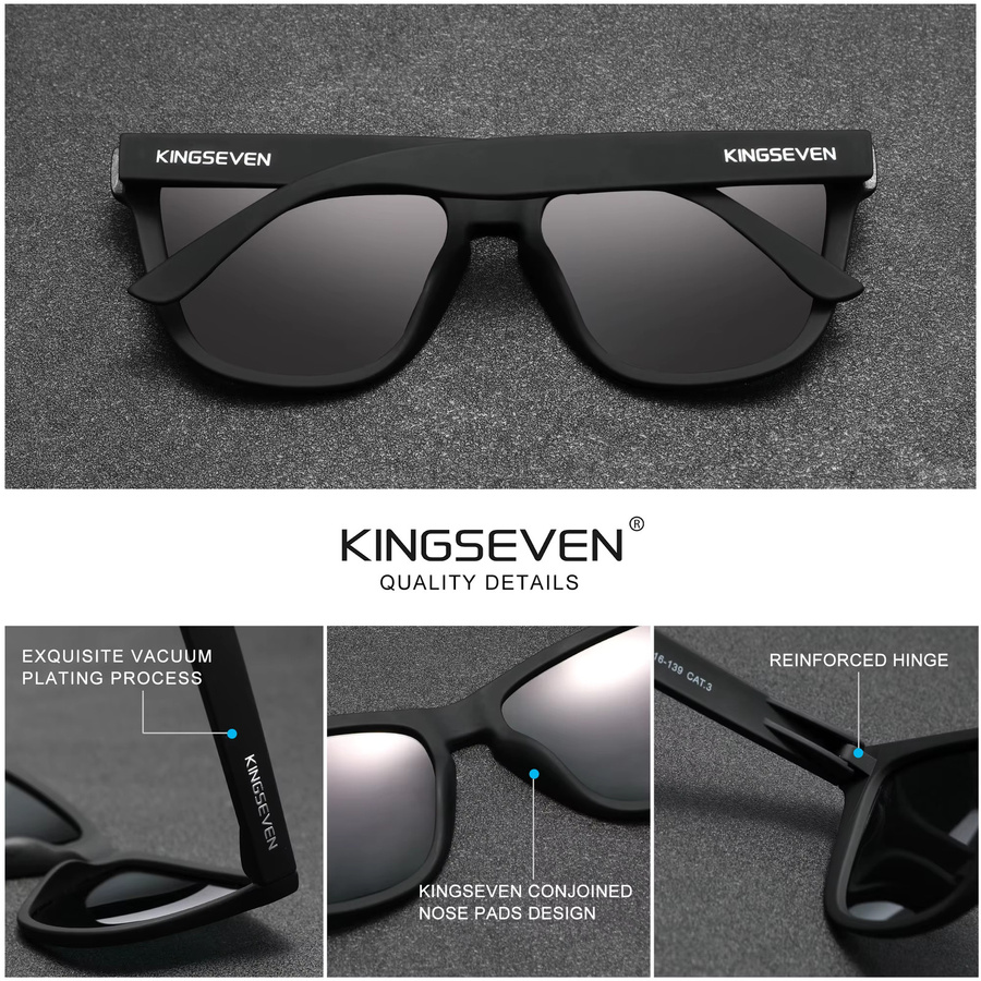 KINGSEVEN Sonnenbrille, Square, Vollrand, Kunststoff, Schwarz, Unisex, polarisiert - Bild 3