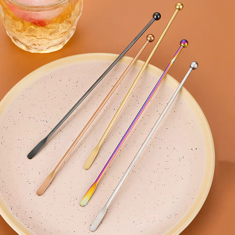 5 Stück Uniturcky Cocktailrührer aus Edelstahl in Silber zum Mischen von Getränken und Kaffee - Bild 2