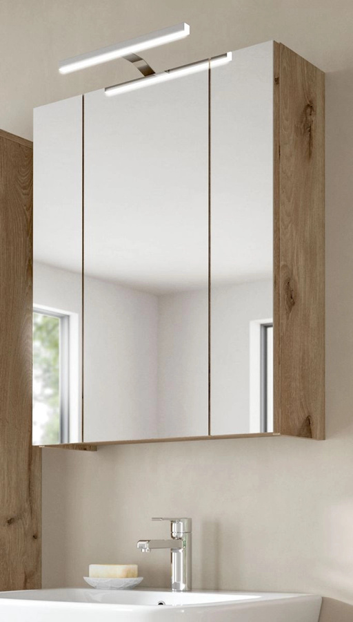 Spiegelschrank Cover für das Badezimmer in Eiche, Braun, B/T/H: 60 x 18 x 70 cm - Bild 1