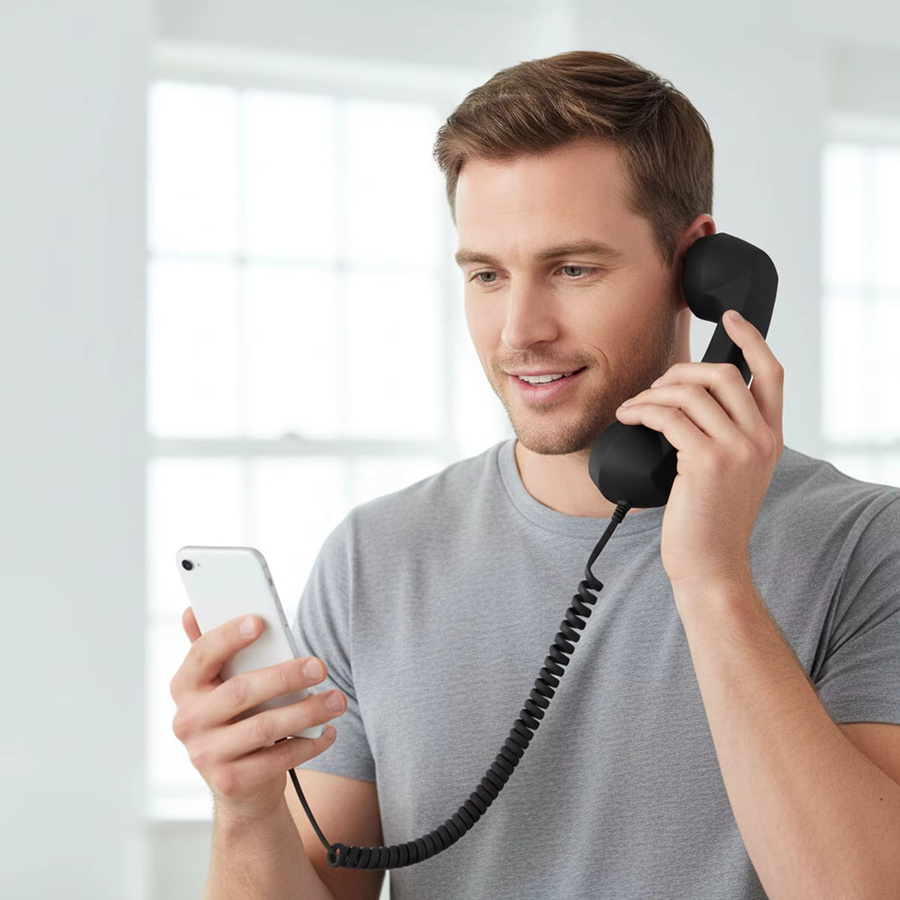 ALLOET Retro-Telefonhörer Multifunktionaler Mobiltelefonempfänger mit USB-C Anschluss in Pink - Bild 2