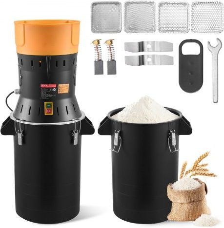 VEVOR Elektrische Getreidemühle 600 W mit 25 L Fassungsvermögen, Gewürzmühle in Schwarz für Getreide, Gewürze, Müsli, Kaffee und Mais mit verzinkten Klingen, H x B x T: 81,5 x 39,0 x 32,0 cm - Bild 1