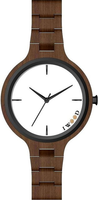 Iwood Damenuhr, Holz, Quarz, 37 mm, Weiß - Bild 1