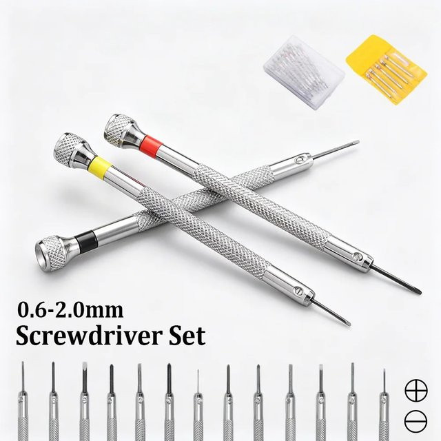 Präzisions-Schraubendreher-Set aus Edelstahl in Silber für Uhrmacher, Brillen und Schmuck mit Größen von 0,6 bis 2,0 mm - Bild 1