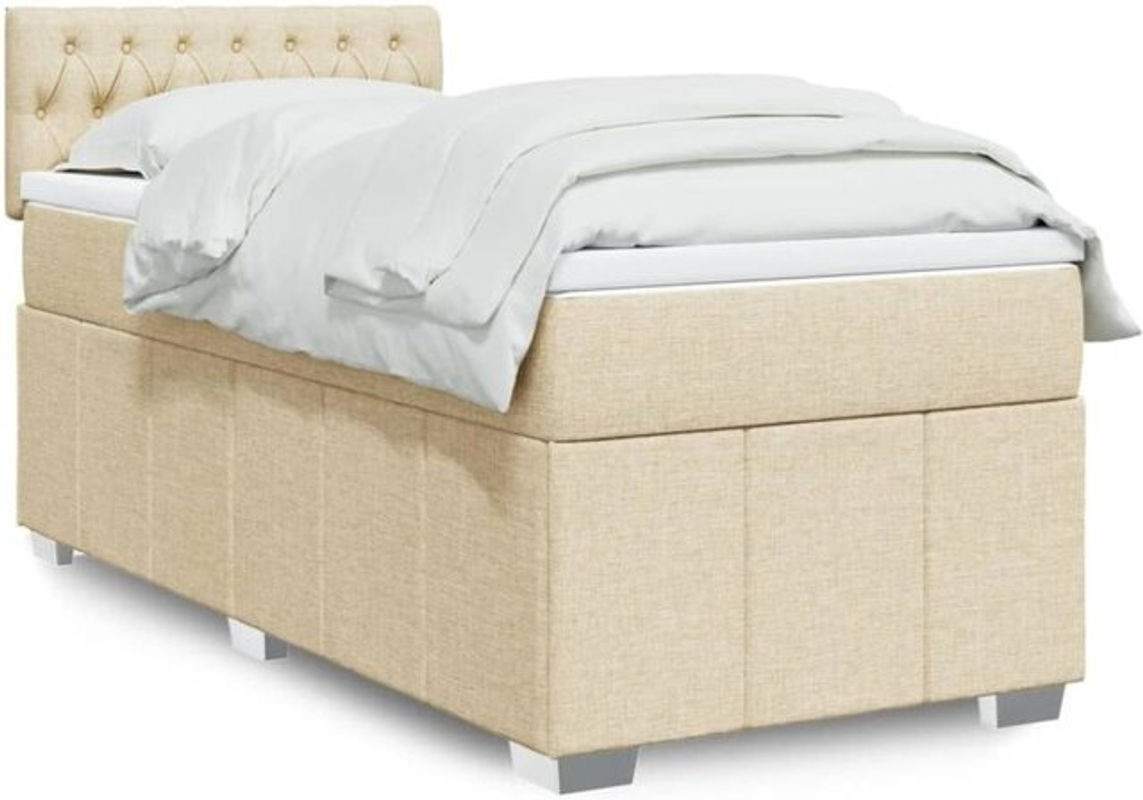 vidaxl Boxspringbett mit Matratze in Beige aus Stoff und Holzwerkstoff B/T/H: 90 x 190 x 100,5 cm - Bild 1