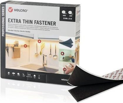 VELCRO Extra Thin Fastener Hakenband und Flauschband Set, Farbe: Schwarz, Breite: 50 mm, Länge: 25 m - Bild 1