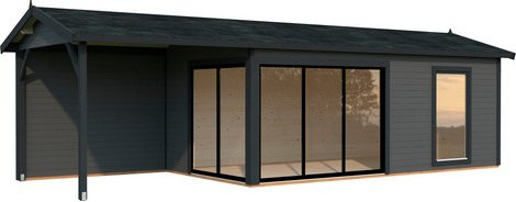 Gartenhaus PALMAKO Amanda aus Fichtenholz in Grau mit Satteldach und Fußboden, B/T/H: 917 x 340 x 280 cm - Bild 1