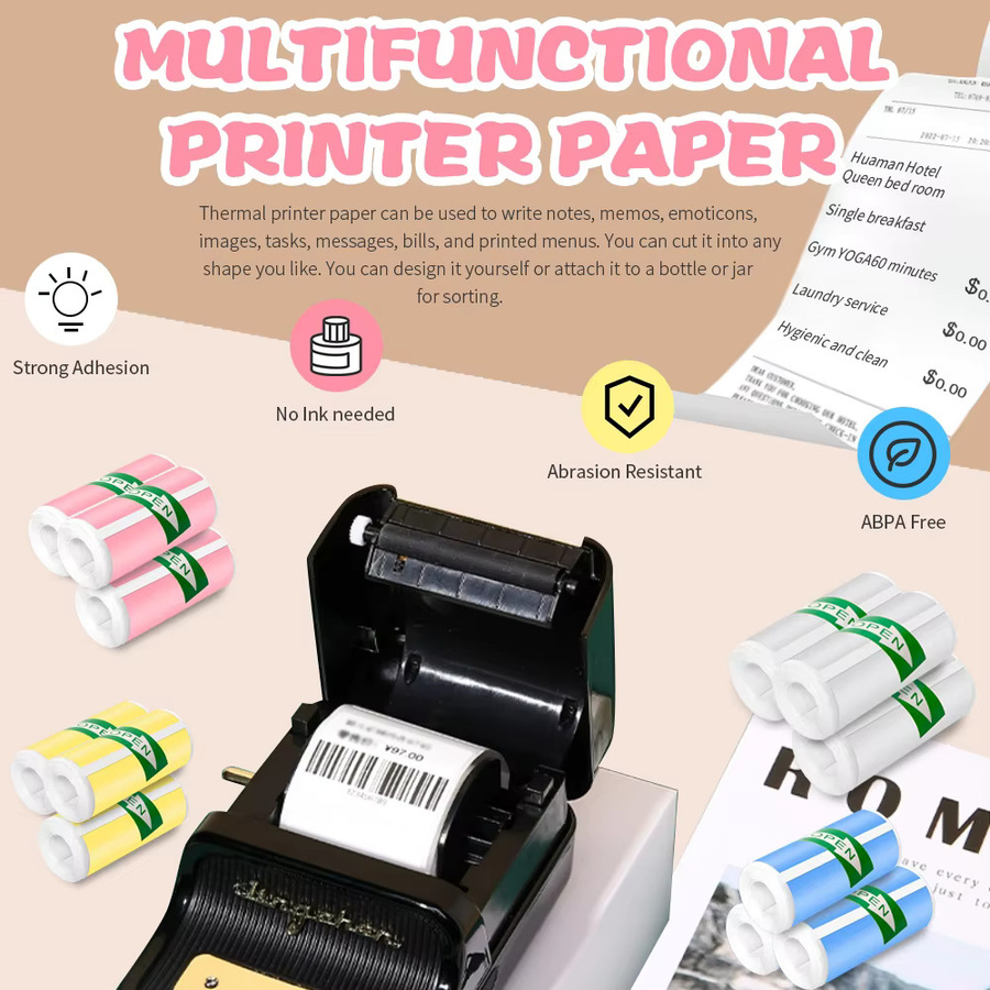 Bunte Etikettenaufkleber aus Thermopapier für Mini-Drucker, selbstklebend, B/H: 57 x 25 mm - Bild 2