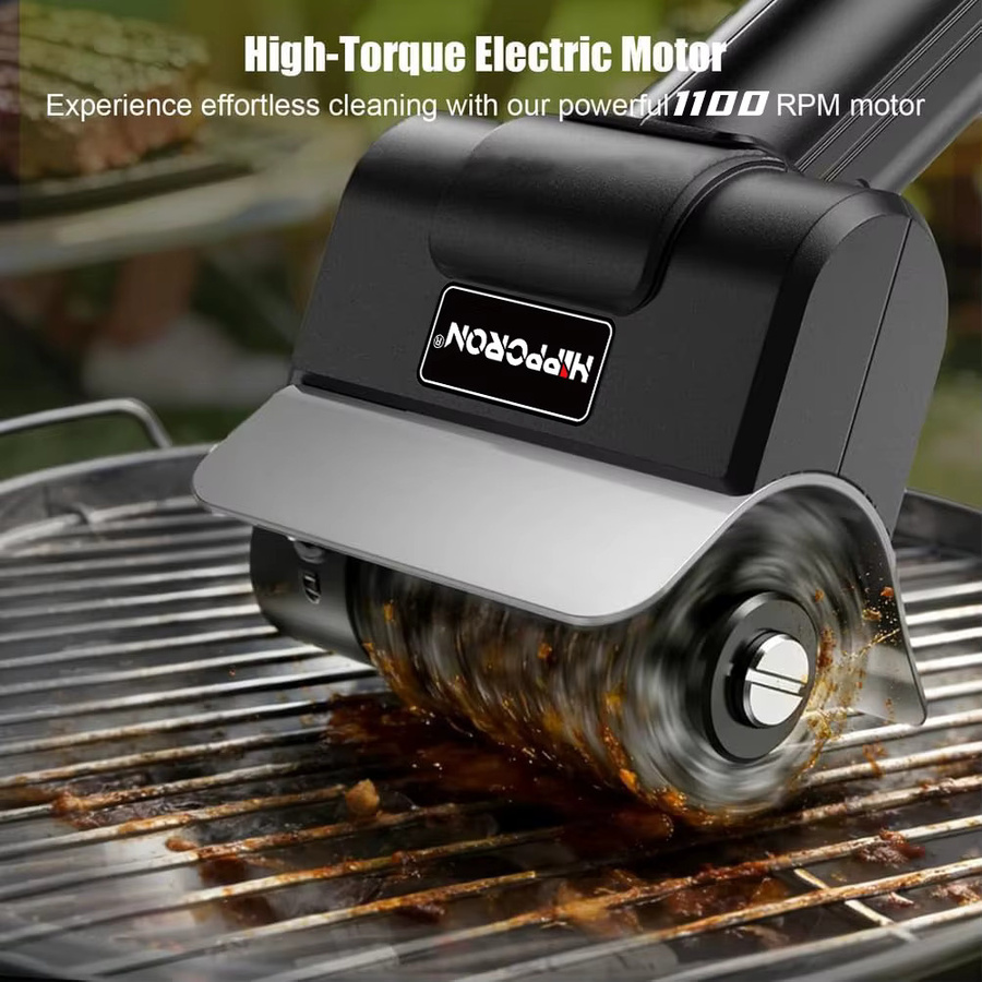 Hippcron Elektrische Grillreinigungsbürste mit Edelstahlbürste, 1100 U/min, 2000 mAh, Typ-C-Ladefunktion, Schwarz-Silber - Bild 5