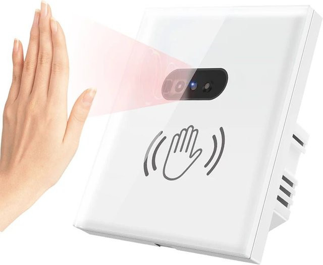 Smart Wandlichtschalter mit Infrarot-Bewegungssensor und Glas-Panel in Weiß - Bild 1