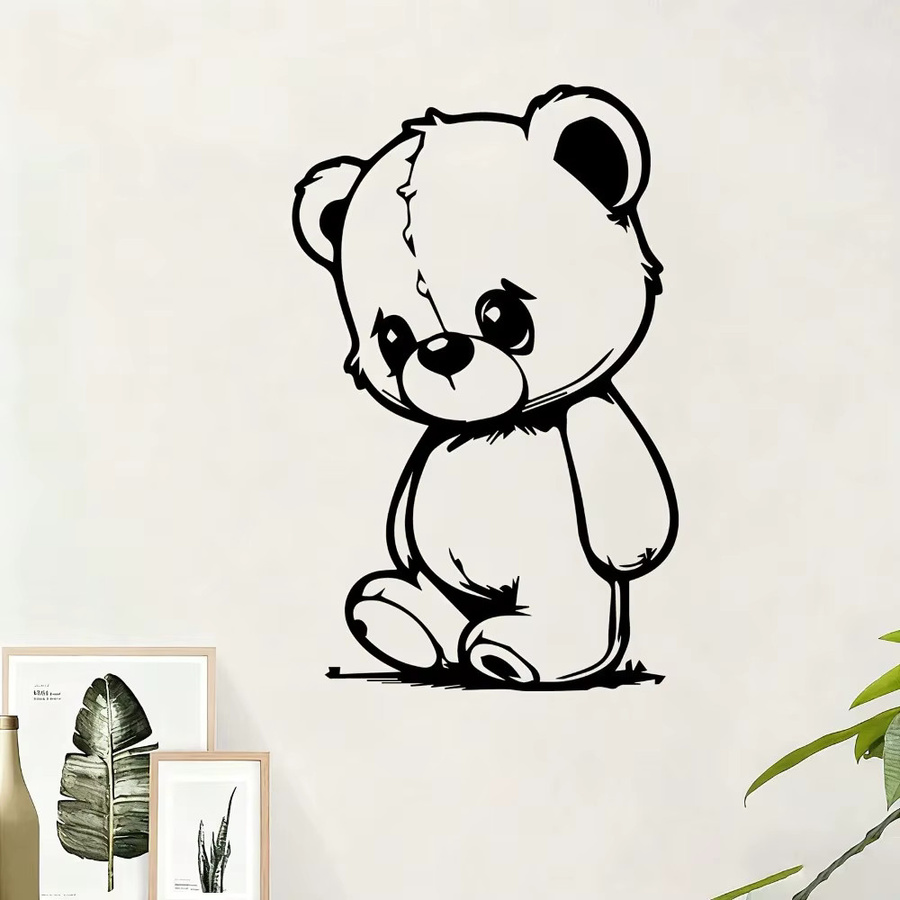 CIFBUY Teddybär-Statue aus Metall als Wanddekoration und Tischskulptur in Schwarz-Weiß - Bild 4