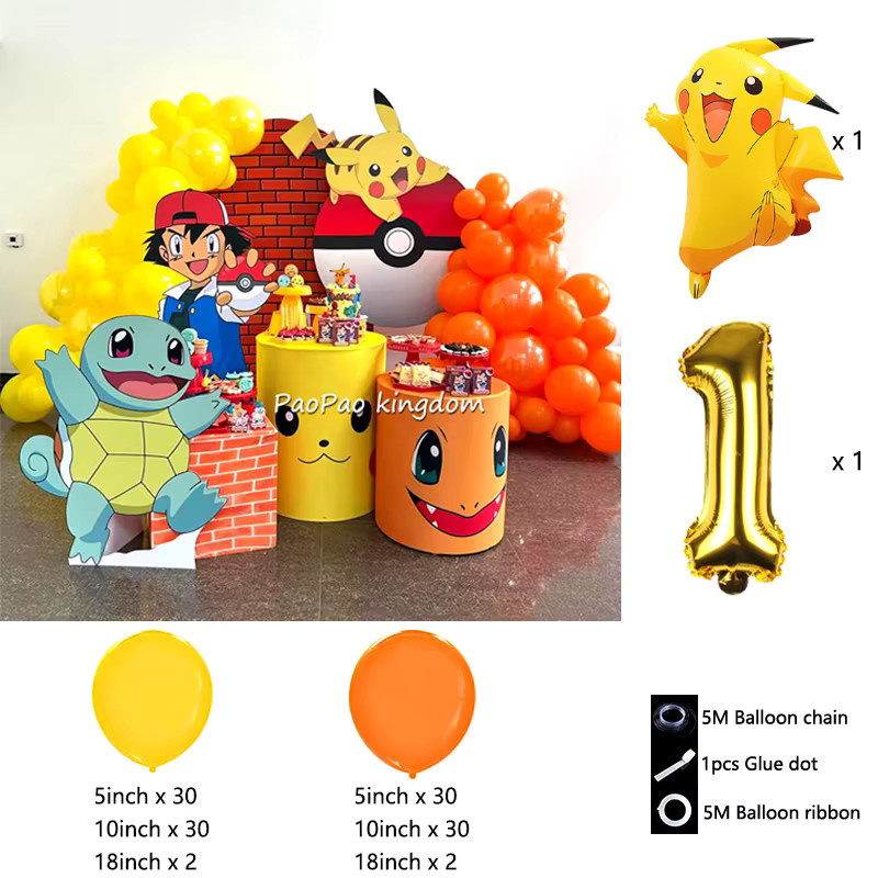 Potdemiel Pokemon Pikachu Ballon Girlande in Gelb für Kindergeburtstage und Babypartys - Bild 2
