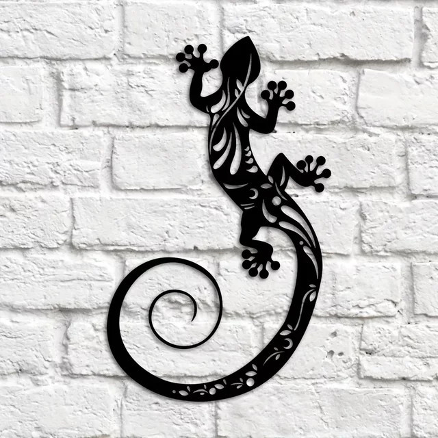 CIFBUY 3D-Wandkunst aus Metall mit Eidechsen in Schwarz als Wanddekoration zum Aufhängen - Bild 1