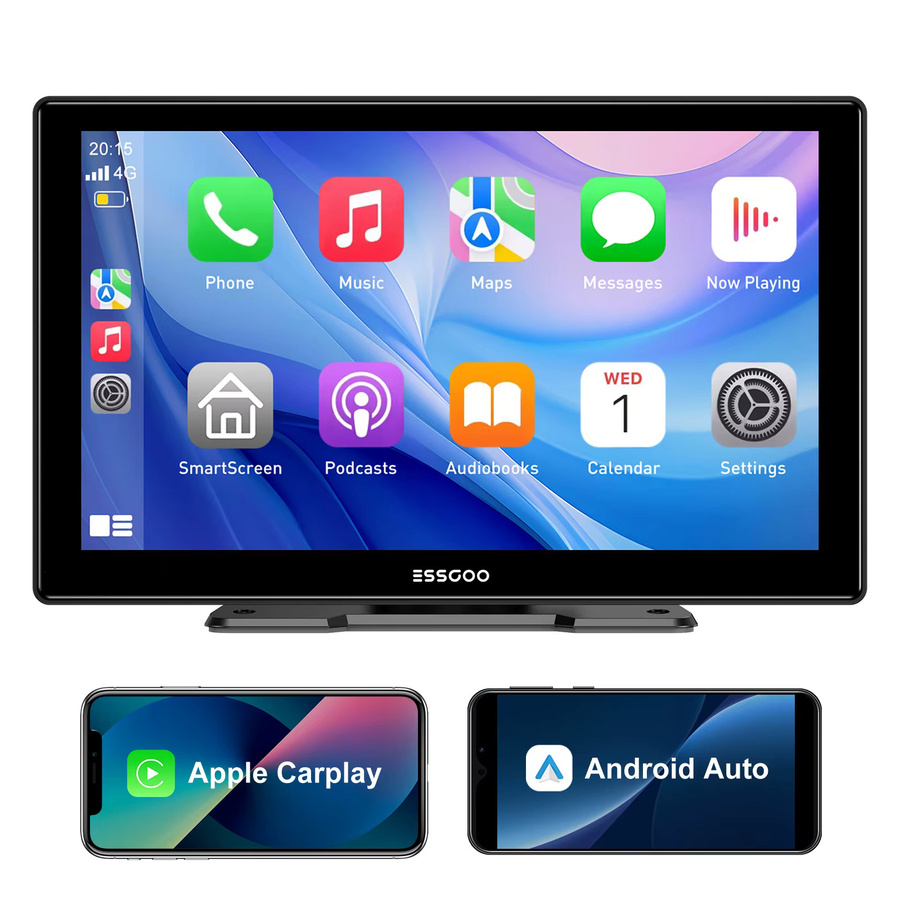 ESSGOO 9-Zoll Tragbares Kabelloses CarPlay und Android Auto Infotainment-System mit Bluetooth, GPS und Touchscreen in Schwarz - Bild 7