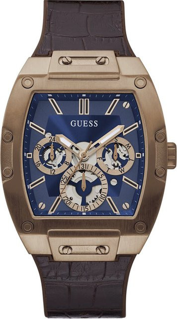 Guess Phoenix Herrenuhr, Quarz, Edelstahl, 43 mm, Silikon, Blau, Gold - Bild 1