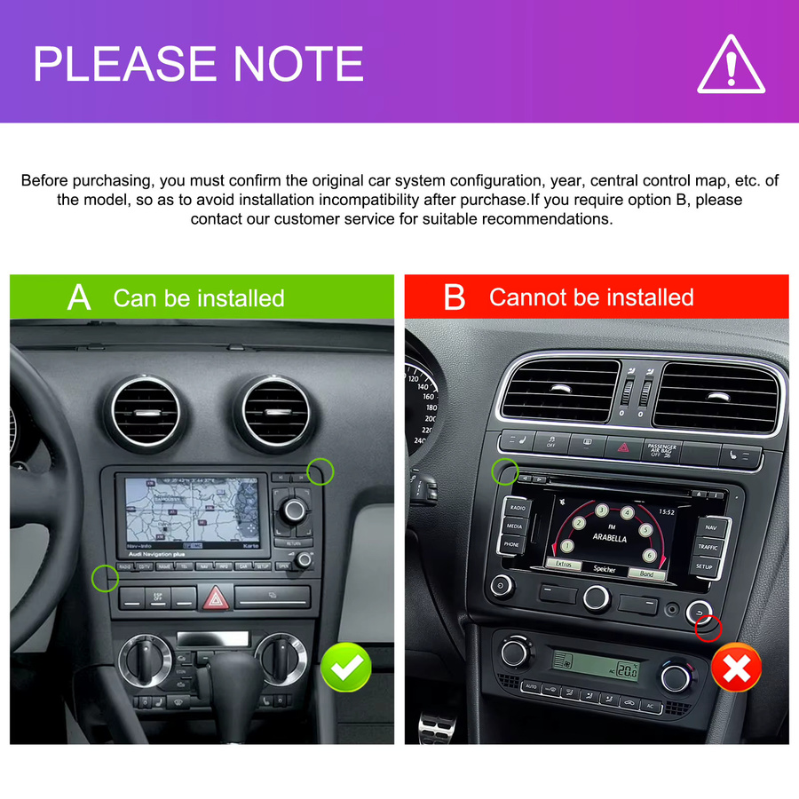 Podofo 7-Zoll Carplay Android Autoradio für Audi A3 8P 2006-2012 S3 RS3 Sportback mit GPS und RDS in Schwarz - Bild 2