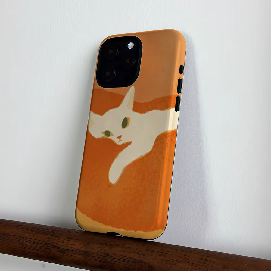 CaseLumi Matte Bumper MagSafe Schutzhülle für iPhone 17 16 15 14 13 Pro Max mit weißem Katzen-Design - Bild 3