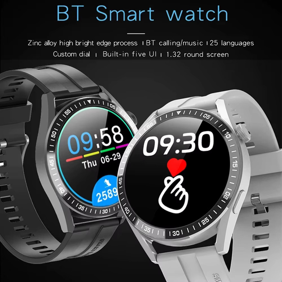 Ola Esporte Smartwatch für Herren in Silber mit 1,32 Zoll Runddisplay, Bluetooth-Telefonie, Herzfrequenz-Monitor und Musikwiedergabe, kompatibel mit Android und iOS - Bild 2