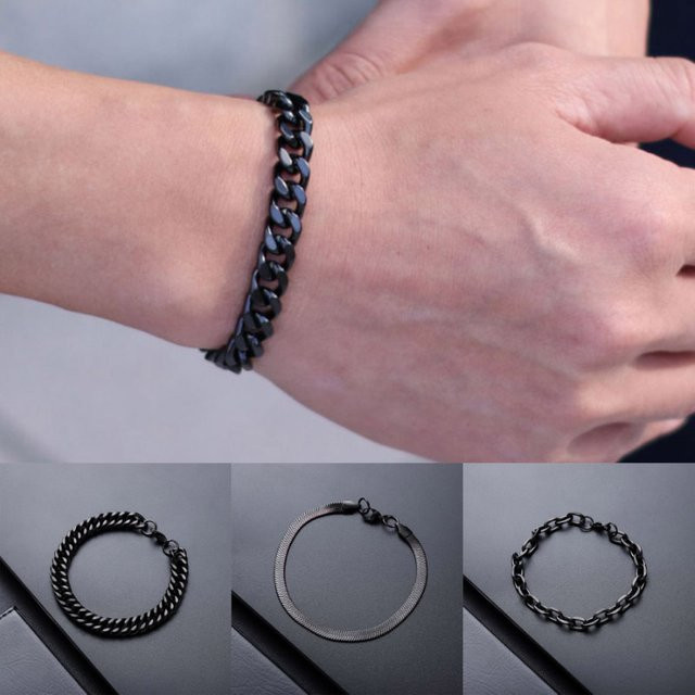 Kettenarmband Edelstahl, schwarz, Herren - Bild 1