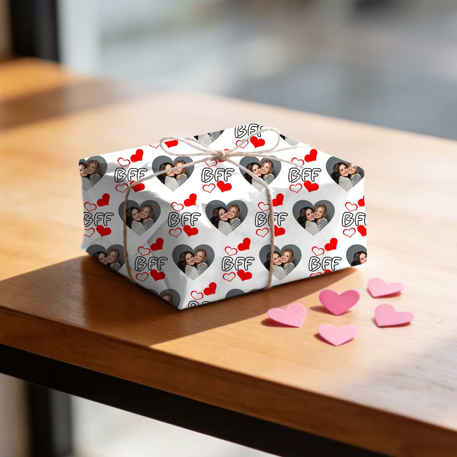Personalisierte Geschenkpapier-Sets mit Foto und Namen von joy-enlife, bunt, ideal für Valentinstag, Hochzeit oder Partys - Bild 2