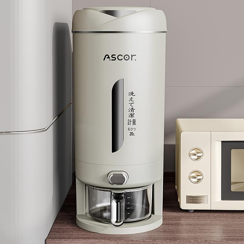 Automatischer Reisspender in Grau mit 5 kg Kapazität, feuchtigkeitsdichter und insektensicherer Getreideorganisator für Tierfutter, Müsli und Reis - Bild 2
