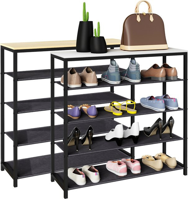 VCM Schuhregal Taliro in Schwarz im Industrie Style mit 4 Fächern, H x B x T: 87 x 90 x 30 cm - Bild 1