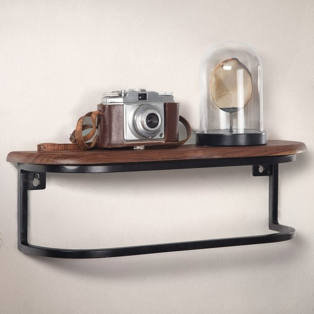 KADIMA DESIGN Wandregal im Industrial-Design aus Sheesham Massivholz und Metall in Braun, B/T/H: 50 x 15 x 13 cm - Bild 1