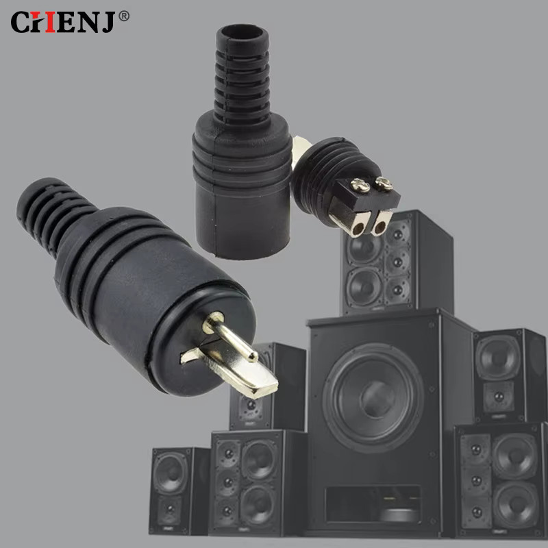 eelhoe 2er-Set 2-poliger DIN-Stecker in Schwarz mit Schraubklemmen für Lautsprecher, HiFi und Audio-Anschlüsse - Bild 4