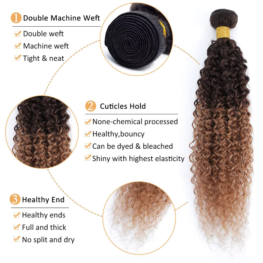Kapelli Echthaar-Bündel Kinky Curly Ombre Blonde, 100% Jungfräuliches Rohes Haar - Bild 4