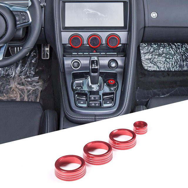 Suetlcoity Aluminium Legierung Klimaanlage Schalter Ring Abdeckung für Jaguar F-TYPE 2013-2025 in Rot - Bild 1
