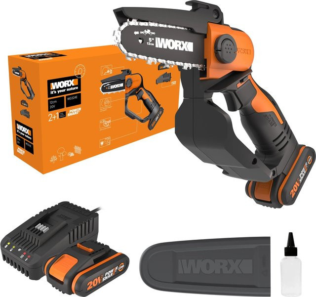Worx Akku-Einhand Ast-Kettensäge WG324E 20 V mit Akku - Bild 1
