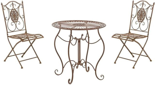 DELUKE Bistroset RIZAR Balkonmöbel Set für 2 Personen aus Metall in Antik Braun, B/T/H: 42 x 49 x 91,5 cm - Bild 1