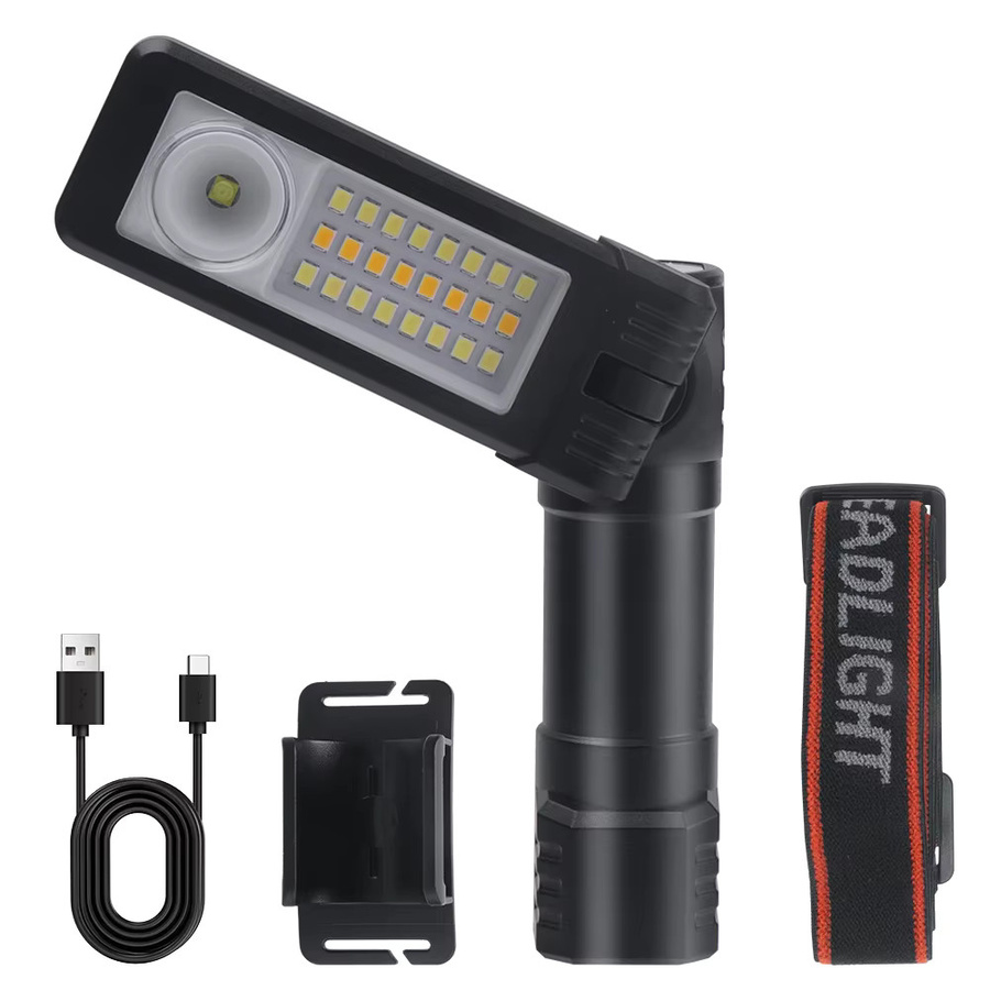 BORUiT Wiederaufladbare LED-Stirnlampe mit Magnetfunktion und USB-C Anschluss in Schwarz - Bild 4