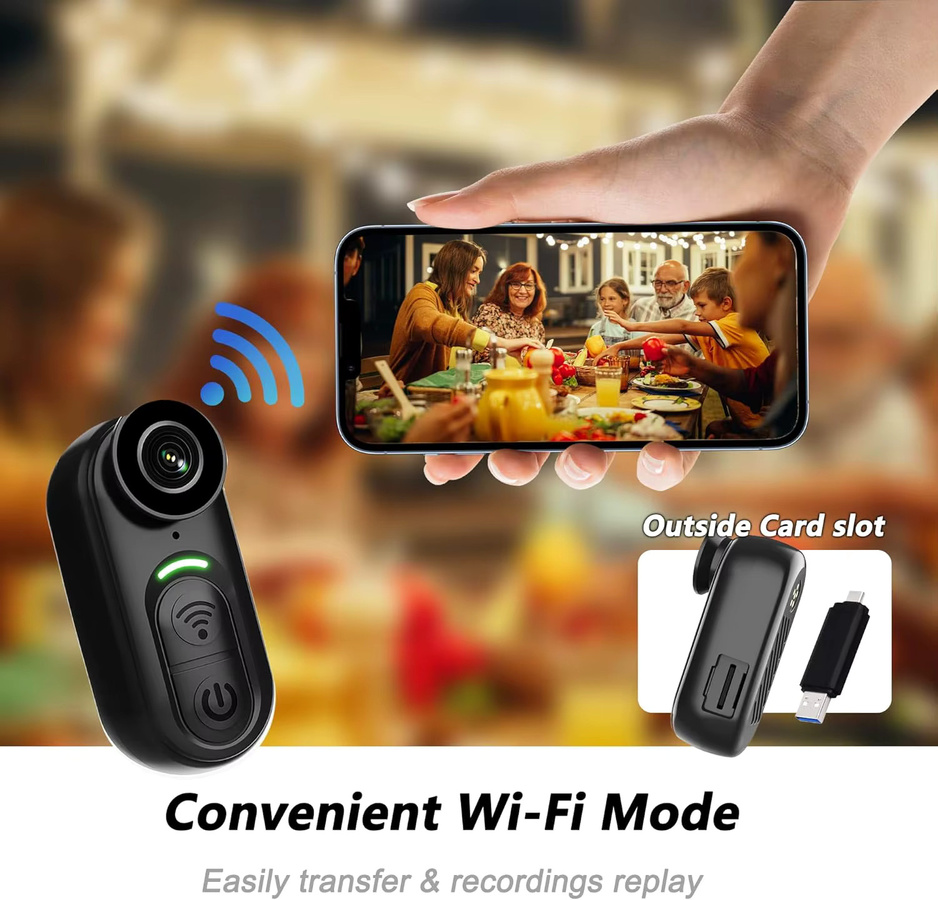 POVCAN 4K Mini-Action-Camera mit EIS, tragbare Daumengroße Kamera in Schwarz für POV-Aufnahmen bei Sport, Reisen und Outdoor - Bild 4