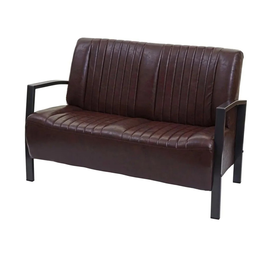 MCW 2er Sofa MCW-H10 im Industrie-Design mit Metallrahmen und Kunstleder in Braun - Bild 3