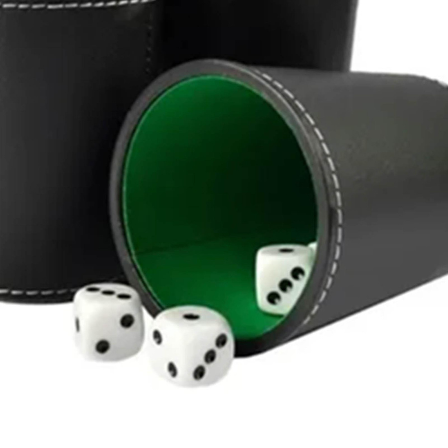 Shoemst Würfelbecher Set aus PU-Leder, Schwarz, 5-teiliges Set - Bild 3