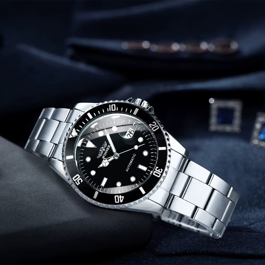 WINNER Armbanduhr Automatik, Edelstahl, Schwarz, Herren - Bild 3