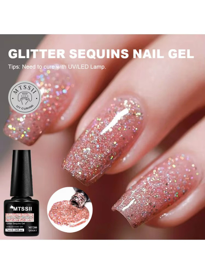 Mtssii Gel Nagellack, Rosa Lila, Glitter Pailletten, 7 ml - Bild 7
