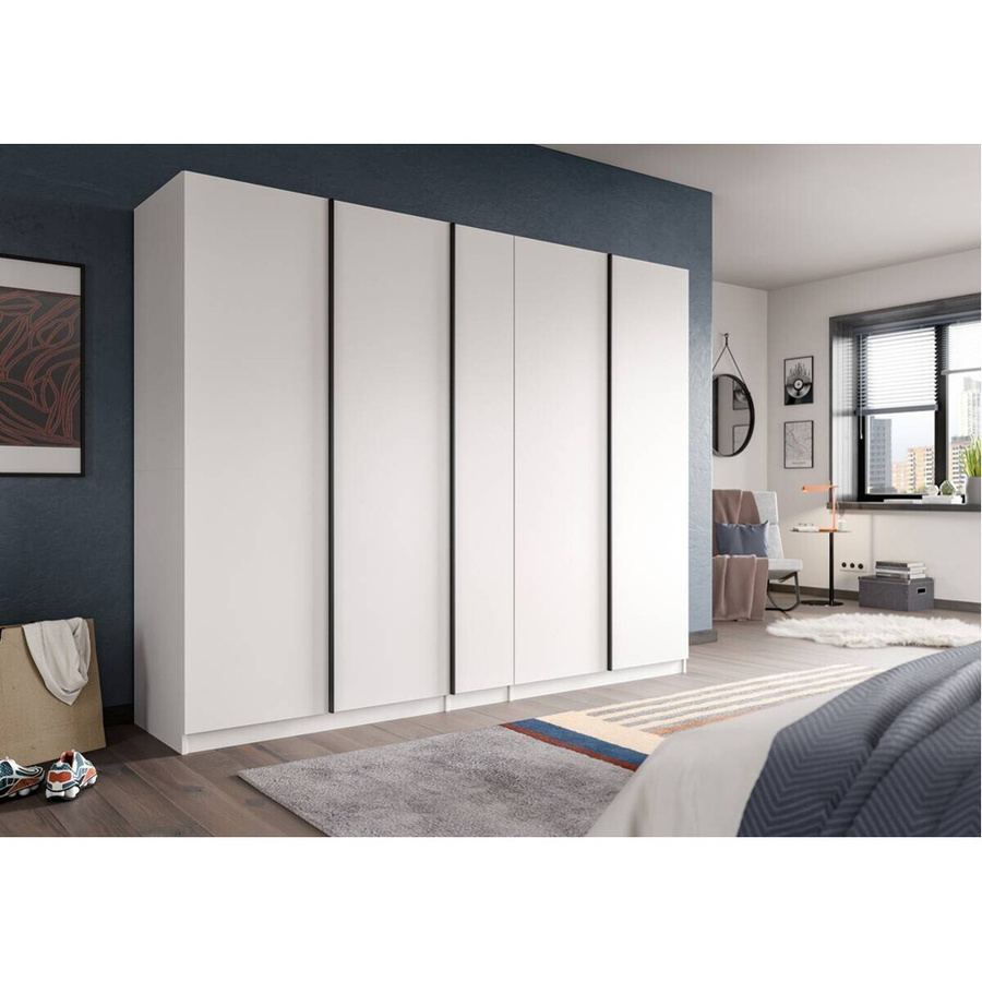 Kleiderschrank xonox.home OAKLAND weiß mit integrierten Schubladen, B/H/T: 230 x 183 x 53 cm - Bild 2