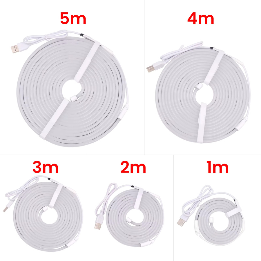 HEGEHE RGB Neon Flex LED Streifen, Wasserdicht, USB DC 5V, Multicolour, 108 LEDs/m, Selbstklebend, B: 12 mm, H: 6 mm - Bild 4