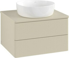 V&B Waschtischunterschrank Antao mit Frontstruktur und Beleuchtung in Grau Lack, B/T/H: 60 x 36 x 50 cm - Bild 1