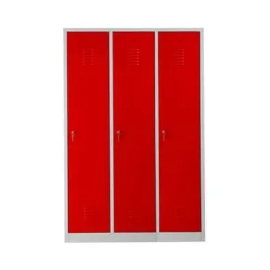 PROREGAL Garderobenspind Camel 3-Fach mit Pro-Aufteilung in Grau-Rot mit Zylinderschloss, H x B x T: 180 x 119 x 50 cm - Bild 2
